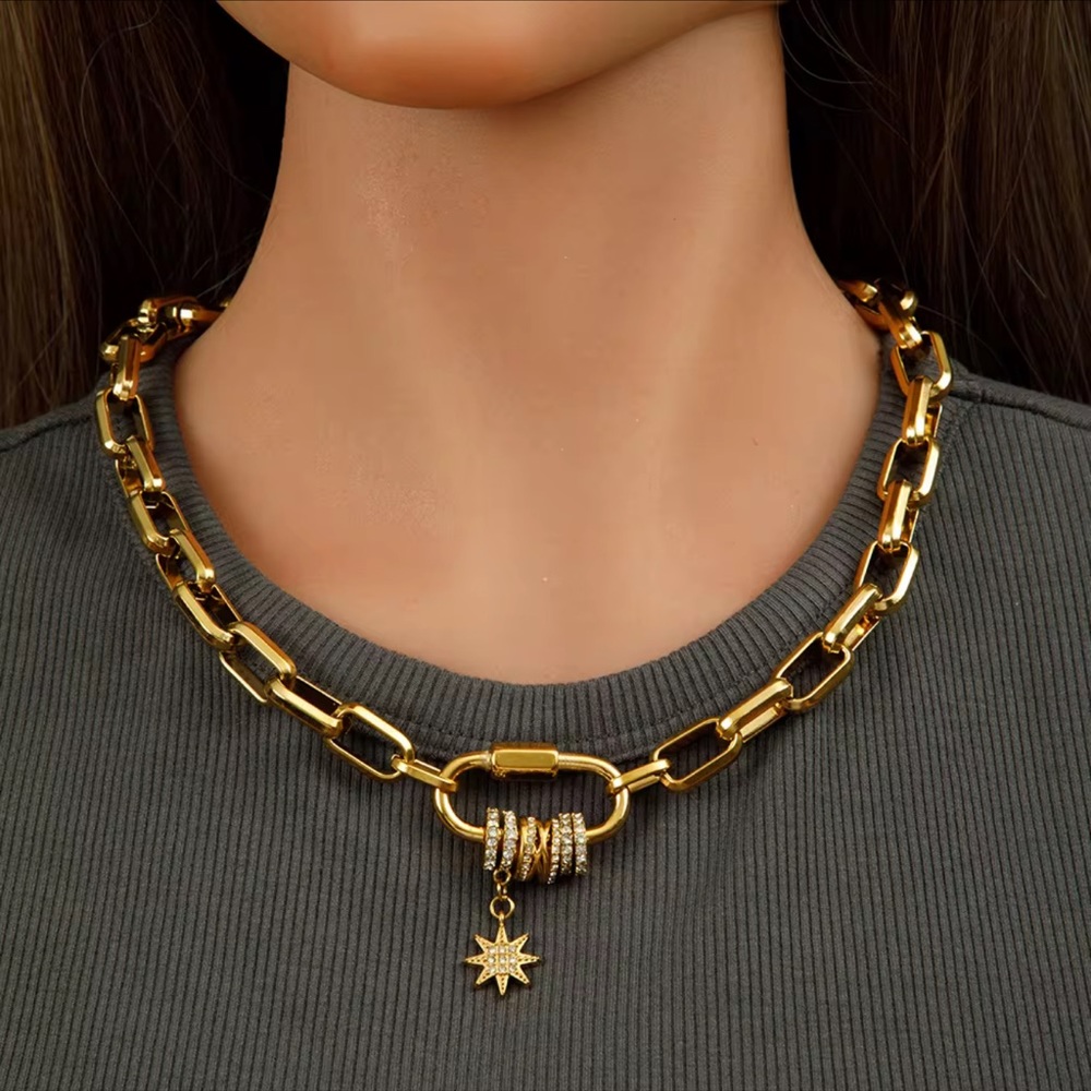 18k Gold Plated Chunky Chain Necklace Bracelet SET 

Stainless Steel Set